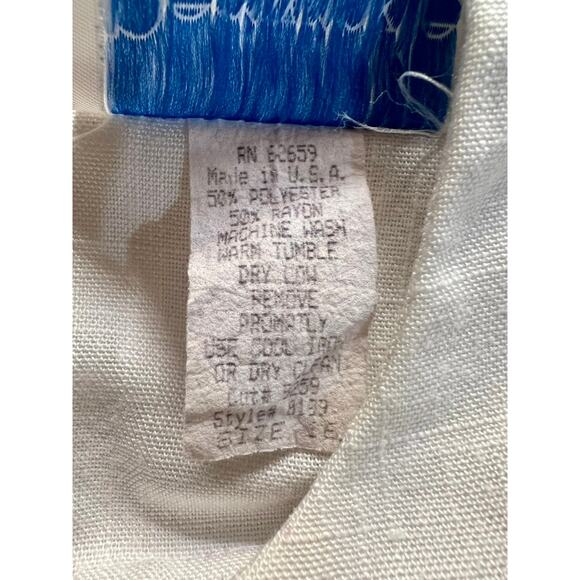 Vintage Periwinkle Nautical Navy Dress-Sz 16-Belted-USA Made-80s Midi-Patriotic - Picture 9 of 10